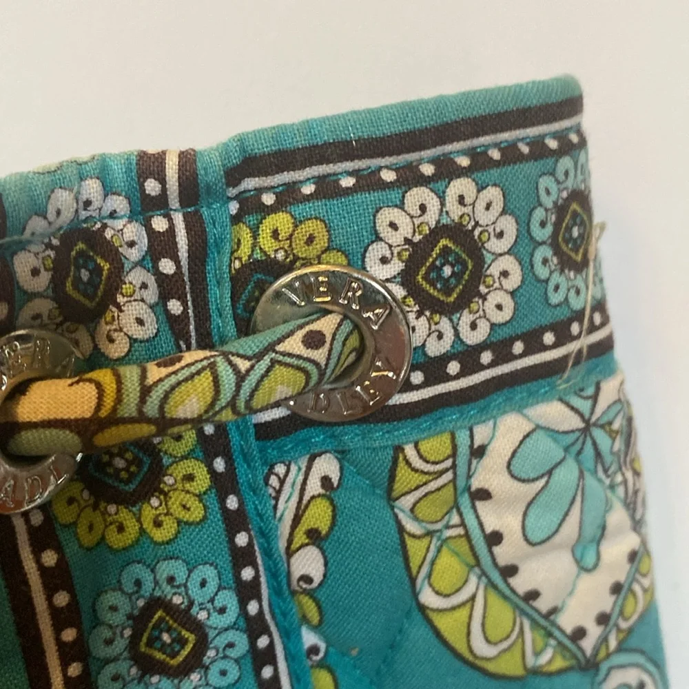 Vera Bradley quilted poppy teal color drawstring backpack book bag purse 15x12